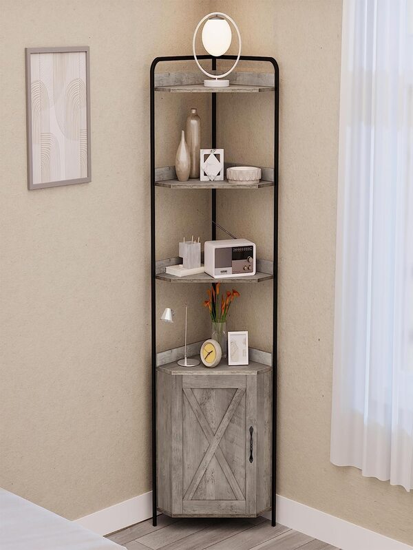 Corner Shelf 70.9 Inch Tall Corner Bookshelf Industrial Shelves