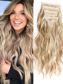 Clip Style Hair Extension And Water Wave Pattern Hair Extension Set, Suitable For Women's Natural And Soft Synthetic Hair With Multiple Colors - Multicolor - View 1