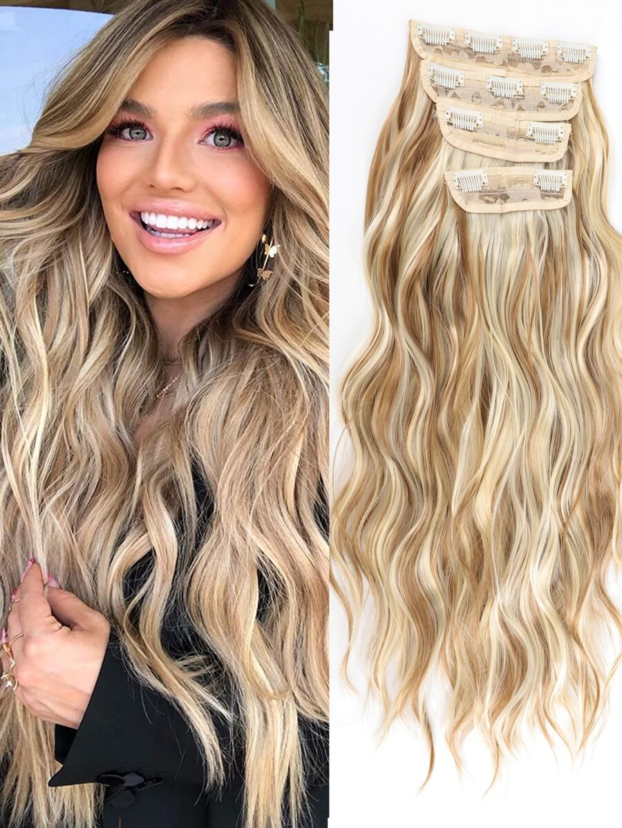 Clip Style Hair Extension And Water Wave Pattern Hair Extension Set, Suitable For Women's Natural And Soft Synthetic Hair With Multiple Colors - Multicolor - View 1