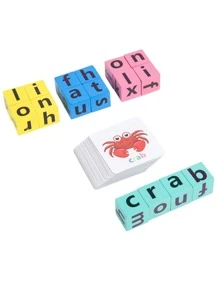 Juego de construcción con letras de madera, tarjetas didácticas de emparejamiento de letras del alfabeto, cubos ABC de palabras de vista, rompecabezas educativo Montessori, regalo para niños preescolares niños y niñas de 3 a 5 años, juguetes de niña, juguetes de 6 años, juegos de madera, juego de ortografía, juegos de niño, juguetes de niño de 10 años