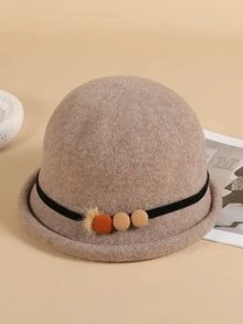 100% Woolen Fedora Hat - Khaki - View 1