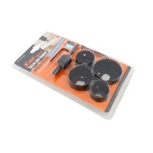 KMT 6PCS Round Hole Saw Kit,1-1/4" To 2-1/8"(32-54mm) Diameter,1Inch Cutting Depth Hole Cutter Drill Bit With Mandrel, For Wood,Plastic,PVC Board