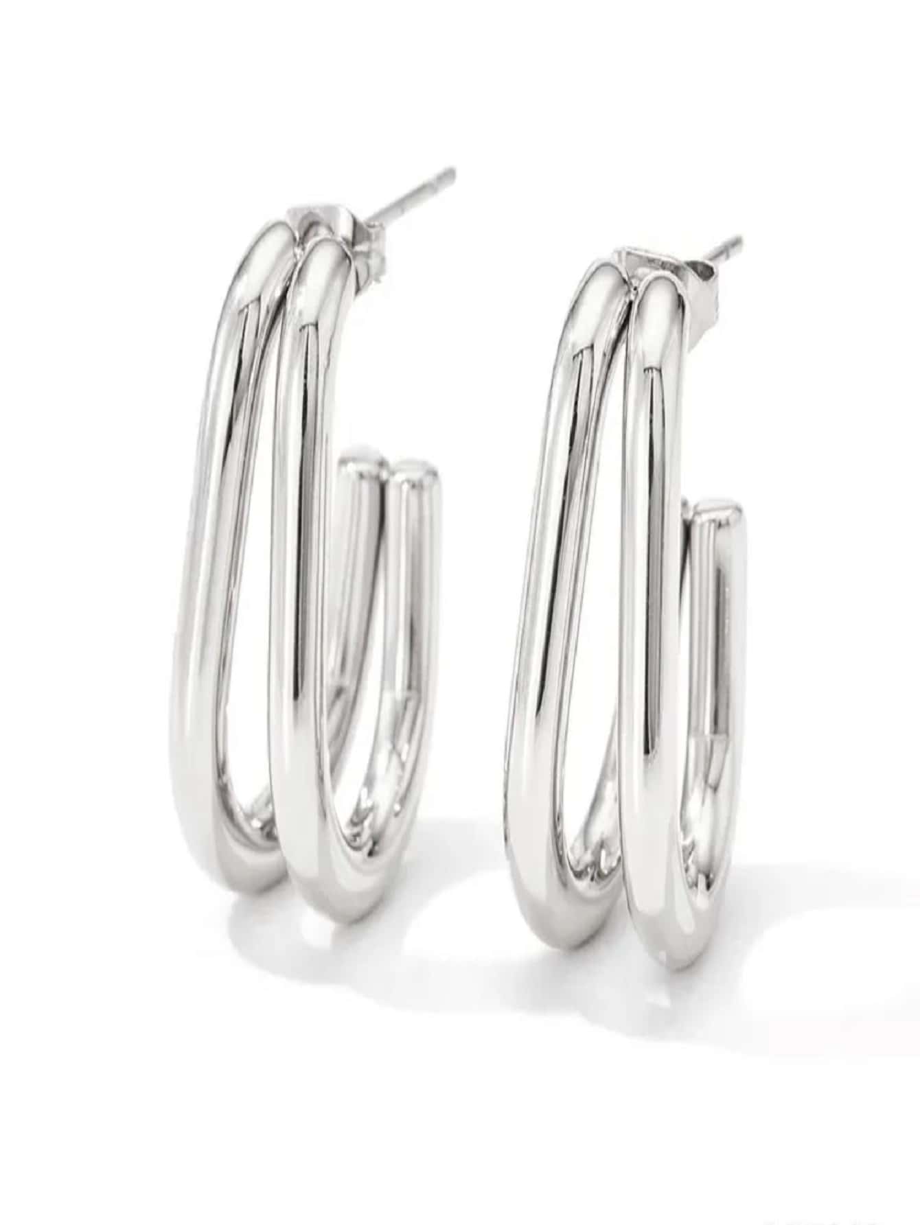 Aretes de moda acero inoxidable - Plateado - Ver 1