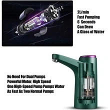 1個懶人必備家用飲用水機，可攜式水瓶抽水器，適用於USB電動出水器 - 綠色 - 查看 5