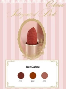 Matte Glossy Lipstick, Super Vivid Color Lipstick, High Pigment Lipstick, Moisturizing Creamy Formula, Apple Red - 10蘋果紅 - 查看 5