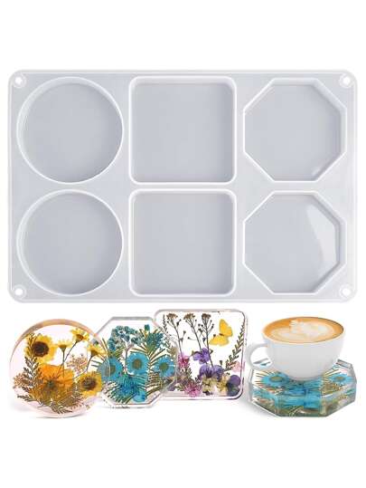 1pc Resin Coaster Mold, 6-Cavity Deep Round Organic Silicone Mold For Resin Casting, Large Deep Mold For Epoxy Resin, Agate Slice Coaster, Asymmetrical Coaster, Home Decor Fresh Flower Holder