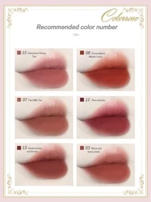 COLORROSE Matte Glossy Lipstick, Super Vivid Color Lipstick, High Pigment Lipstick, Moisturizing Creamy Formula, Intoxicating Berry Color - 19微醺莓果 - 查看 7