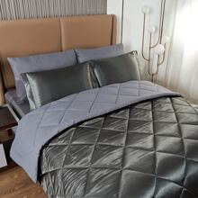JML Luxury 8 Piece Comforter Set Silky Bed In A Bag Reversible Bedding Set Satin Comforter Queen King - Grey - View 3