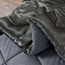 JML Luxury 8 Piece Comforter Set Silky Bed In A Bag Reversible Bedding Set Satin Comforter Queen King - Grey - View 7