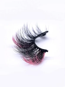 Pestañas de color rosa, 1 par de pestañas postizas coloridas y esponjosas de visón sintético de 20mm, pestañas postizas de colores para maquillaje de festivales - Rosa - Ver 4