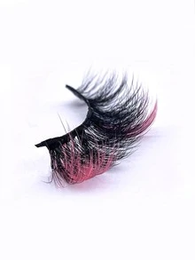 Pestañas de color rosa, 1 par de pestañas postizas coloridas y esponjosas de visón sintético de 20mm, pestañas postizas de colores para maquillaje de festivales - Rosa - Ver 5