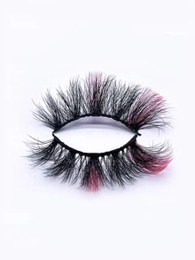 Pestañas de color rosa, 1 par de pestañas postizas coloridas y esponjosas de visón sintético de 20mm, pestañas postizas de colores para maquillaje de festivales - Rosa - Ver 6