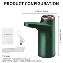 1個懶人必備家用飲用水機，可攜式水瓶抽水器，適用於USB電動出水器 - 綠色 - 查看 9