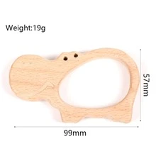 Bebé seguro de madera Mordedor morder madera Juguetes para la dentición en forma de hipopótamo DIY Accesorios - hipopótamo - Ver 2