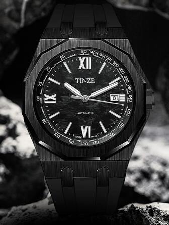 1pc Men's Casual Mechanical Watch With Silicone Strap