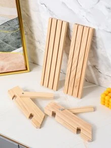 1pc Diy Solid Wood Multilayered Ladder Display Stand For Desktop Jewelry & Accessories Organizer - Yellow - View 11