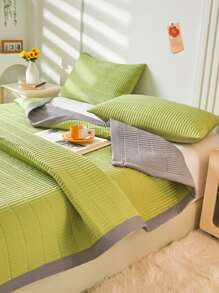 1pc Thickened Quilted Bedspread Set With Pillowcases, Including 1 Bedspread And 2 Pillowcases - 橄欖綠 - 查看 6
