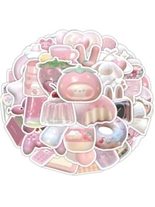 60 miếng dán hình trái tim màu hồng dễ thương cho bé gái, dùng để trang trí hành lý, sổ tay hoạt hình, ốp điện thoại hoặc trang trí nhật ký trở lại trường - Nhiều màu - Xem 1