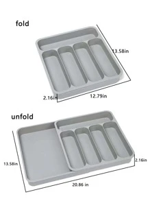 Expandable Cutlery Drawer Organizer,Adjustable Cutlery Tray,  Drawer Dividers Organizer for Silverware, Flatware Drawer Tray for Silverware, Serving Utensils, Multi-Purpose Storage for Kitchen, Office, Bathroom Supplies - Grey - View 7