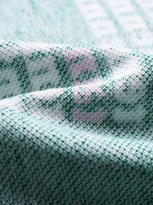 Annil 青少年女孩上衣Polo針織標誌印花運動透氣翻領短袖T恤綠色