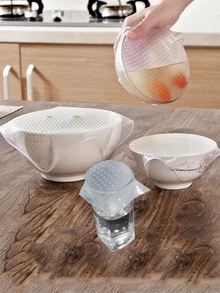 Set de 4 de silicona mantenimiento fresco Tapas en grande , medio con talla pequeña - Blanco - Ver 1