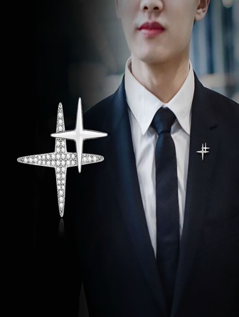 1pc Fashion Business Men's Suit Shirt Star Metal Brooch