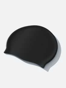 Black Silicone Swimming Cap - Black - View 11