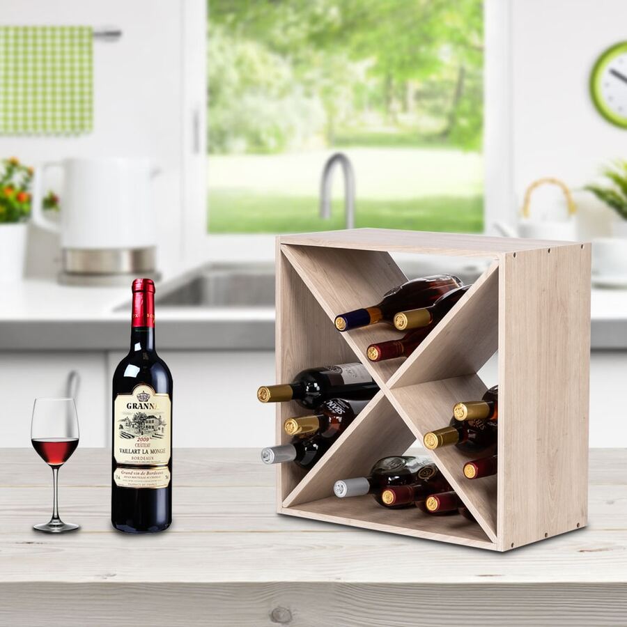 16 Bottle Wine Rack Holder Compact Cellar Cube Bar Storage Kitchen