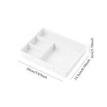 Plastic 4 Compartment Tabletop Organizer Box, Stackable For Cosmetics And Small Objects Storage - White - View 5