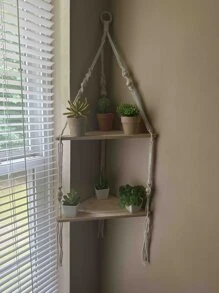 1pc Bohemian Handmade Woven Tapestry Triangle Shape Storage Shelf Wall Decor For Living Room, Bedroom, Boutique Hotels,Home Decor ,Room Decor,Wall Decor Gifts Birthday Graduation