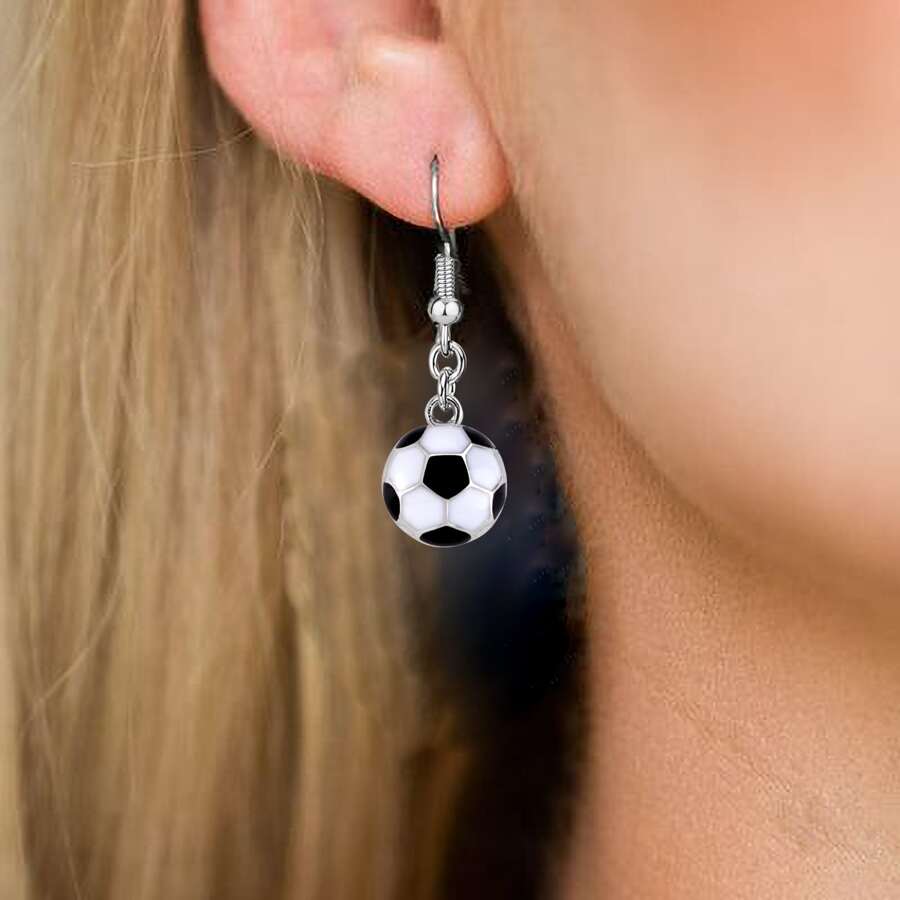 英式足球吊墜耳環,完美禮品適用於足球戀人或者粉絲