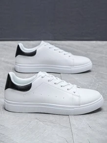 Men Two Tone Lace-up Front Skate Shoes - White - View 6