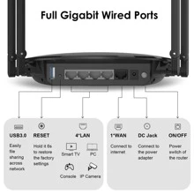 WAVLINK AX3000 双频 WiFi 6 路由器，802.11ax 无线互联网路由器，千兆路由器，配备 4*5dBi 高增益天线、MU-MIMO、OFDMA、Touchlink、波束成形、WPA3、IPV6 兼容 - 黑色 - 查看 3