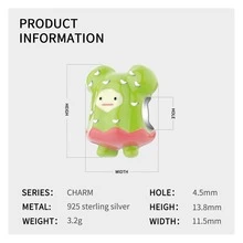 MAGIC CHARMS 1入組S925純銀可愛仙人掌設計DIY串珠吊墜適用於女性手環和項鍊,琺瑯工藝精美首飾類禮品