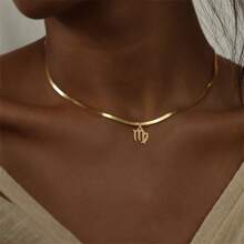 New Classic Zodiac Necklace Women Herringbone Chain Necklace For Women - Yellow Gold - View 1