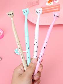 4入組可愛貓中性鋼筆,卡通貓咪黑色墨水鋼筆適用於,寫作和學生使用 - 彩色 - 查看 5