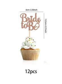 12 pièces Décorations pour gâteau "Mariée à être" en papier pour mariages, fiançailles, anniversaires