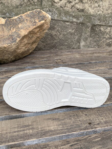 女性休閒運動步行鞋帶厚鞋底和增加高度,人造皮革 - 白色 - 查看 8