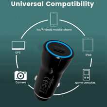 Black PD 20W Portable Car Fast Charger - Black - View 2