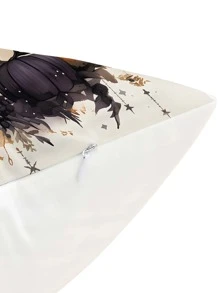 1pc Raven Pattern Pillowcase (without Inner Core), Soft & Comfortable Square Decorative Cushion For Bedroom & Living Room - Multicolor - View 3