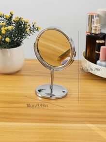 High Definition Double-sided Rotatable Tabletop Makeup Mirror With Stainless Steel Metal Base - Silver - View 4