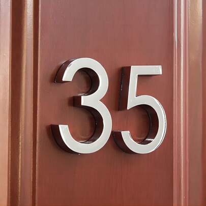 60mm Exterior Door Number, 2.5-inch Black/silver Self-adhesive Digits, Plastic Address Sign, Outdoor Plaque, Numbers #0-9