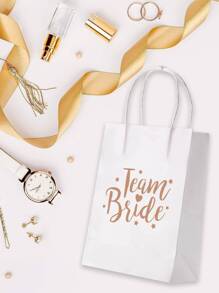 12pcs/Set Wedding Party Decor Gift Bags, Bride To Be Bachelorette Party Tote Bags, Wedding Decorations Valentine Day - White - View 6
