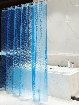 1pc Water Cube 3D Waterproof Mildew-Proof Bathroom Shower Curtain, With Steel Hooks On Top And Magnets On Bottom, Liner Included, Blue Translucent Ice Pattern Back To School Bathroom Decor