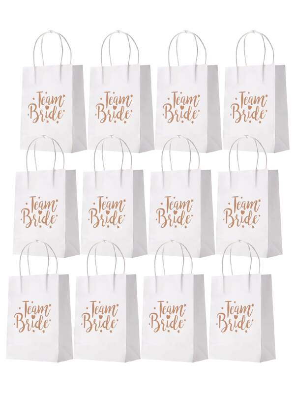 12pcs/Set Wedding Party Decor Gift Bags, Bride To Be Bachelorette Party Tote Bags, Wedding Decorations Valentine Day