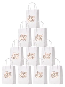 12pcs/Set Wedding Party Decor Gift Bags, Bride To Be Bachelorette Party Tote Bags, Wedding Decorations Valentine Day - White - View 7