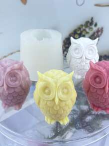 1 件 3D 猫头鹰形硅胶模具，用于 DIY 制作芳香疗法蜡烛、石膏饰品、香薰石、树脂工艺品 - 白色 - 查看 2