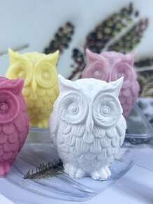 1 件 3D 猫头鹰形硅胶模具，用于 DIY 制作芳香疗法蜡烛、石膏饰品、香薰石、树脂工艺品 - 白色 - 查看 4