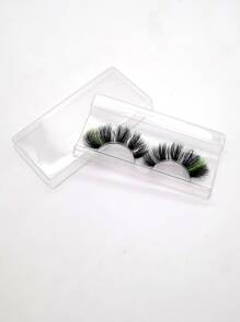 Màu xanh lá Giường đôi Sai Lông mi , 1 đôi 20mm Da chồn nhân táo lông tơ Đầy màu sắc Lông mi giả Cho bữa tiệc Trang điểm - màu đen - Xem 7