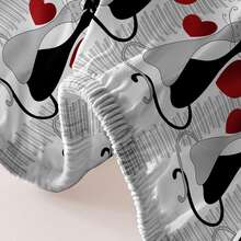 1pc Fashionable And Simple Cat & Heart Shaped Single Fitted Sheet - Multicolor - View 4